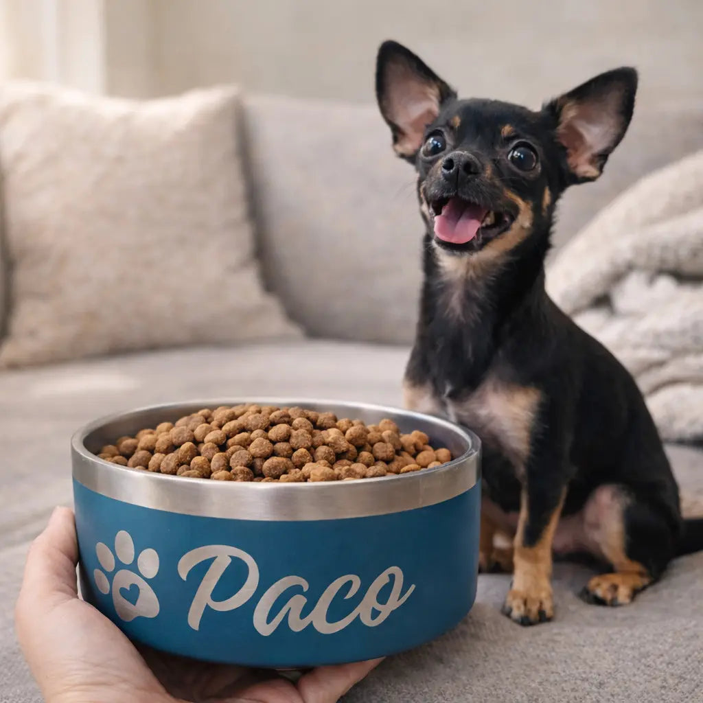Gamelle personnalisée pour chien et chat sarcelle Nelly et Cie inc.