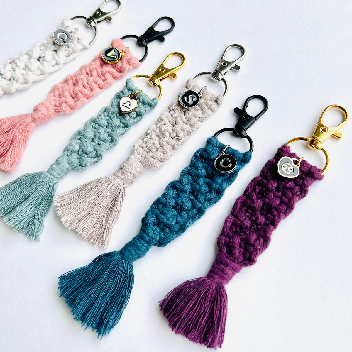 Porte-clé macramé beige – fabriqués au Québec Mini Lolikö