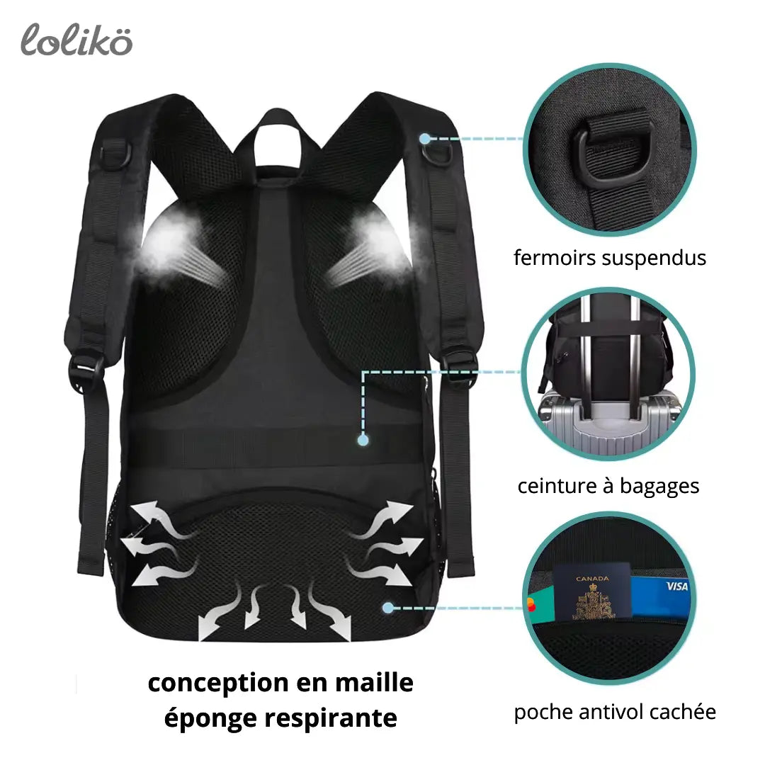 Sac à dos polyvalent gris Lolikö