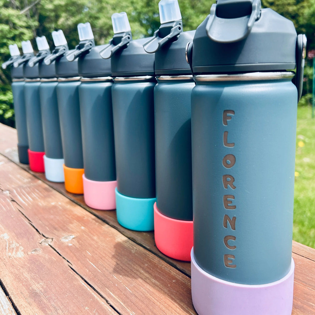 Bouteille d'eau personnalisée turquoise Lolikö