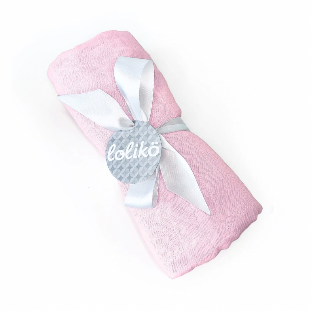 Mousseline en bambou pour bébé rose pâle Lolikö
