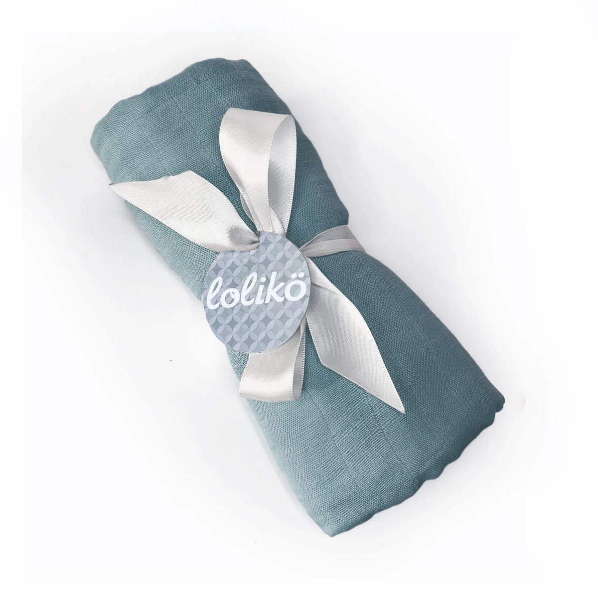 Mousseline en bambou pour bébé bleue acier Lolikö