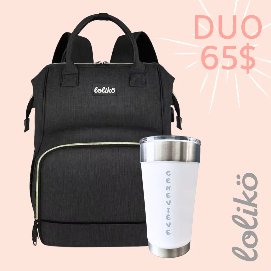 Duo Sac à dos lunch et tasse à café 16oz personnalisée Lolikö
