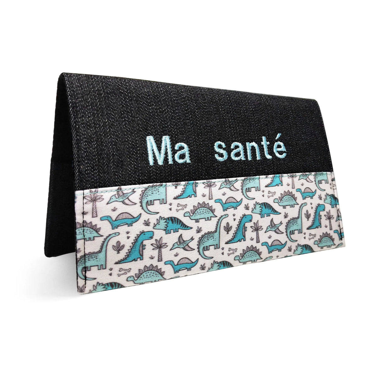 Protège carnet de santé personnalisé Lolikö Dino turquoise (motif : Caja_design) Lolikö
